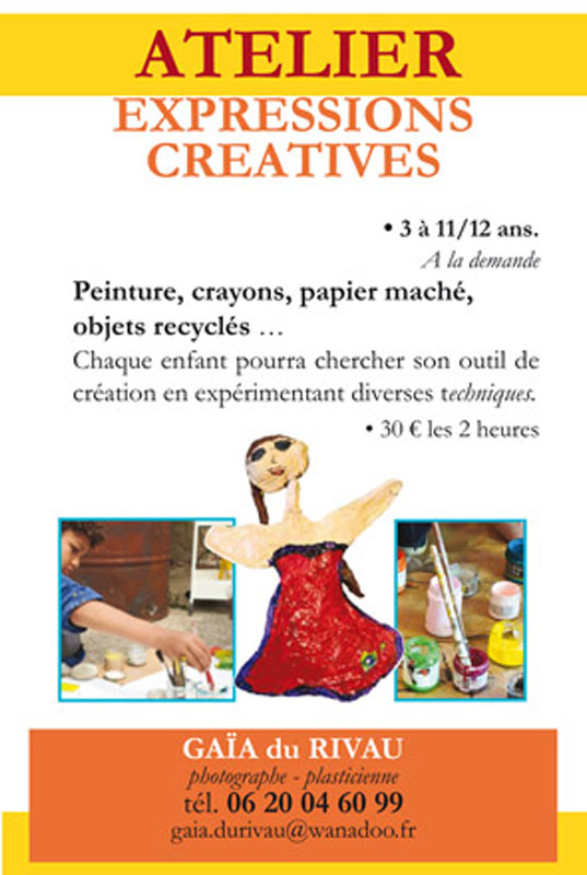 Ateliers arts plastique enfants, peinture, collage, modelage, création, jeu
