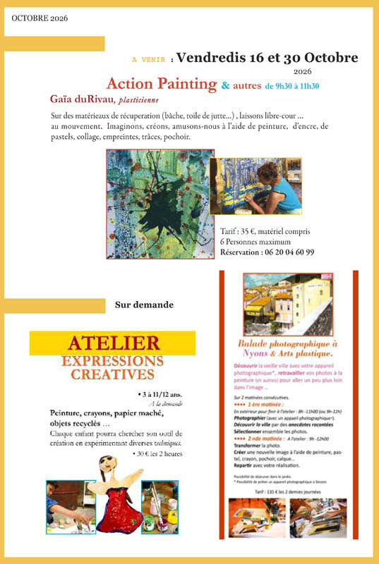 Newsletter d'Octobre 2026, photographe, Gaïa du Rivau, plasticienne, photographiste, Nyons, Drôme
